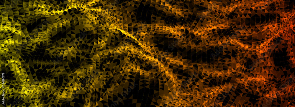 Poster vector digital technology wave with top view. dark cyberspace with colors motion dots and lines. fut