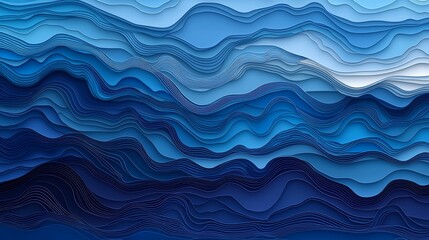 Abstract blue wavy layered background.