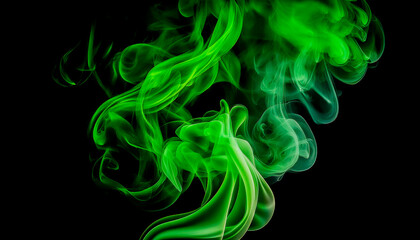 Green clouds of smoke swirling with a black background