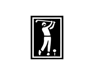 golf silhouette logo design icon. Black color golf logo template
