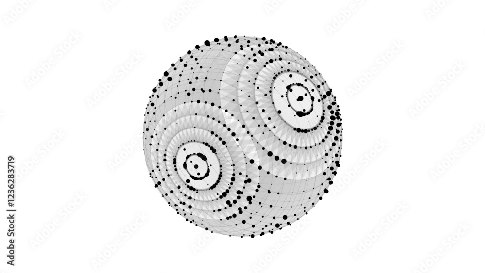 Poster vector sci-fi white sphere with particles and lines. concept network connection. frame sphere. abstr
