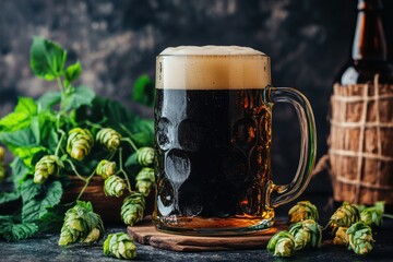 Vintage beer mug with handle isolated on white background for craft beer enthusiasts and homebrew lovers