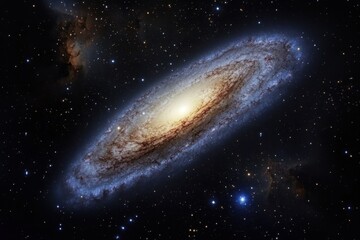 Obraz premium Stunning view of a spiral galaxy with swirling arms and glowing center in deep space