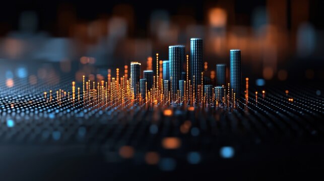 Futuristic Digital Landscape Showcasing AI Driven Financial Analytics and Fraud Detection Solutions for Streamlining Transactions and Driving Business Growth in the Modern Economy