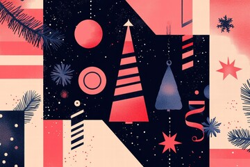 Obraz premium Joyful holiday designs with minimalist aesthetics for greeting cards, backdrops, posters, and social media, featuring modern typography and festive patterns for seasonal celebrations
