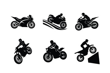 Naklejka premium Urban motorbike stunt silhouettes bundle