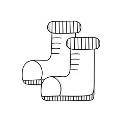 Doodle Winter Clipart: Kawaii Winter Clipart: Outline Cartoon Winter Graphics