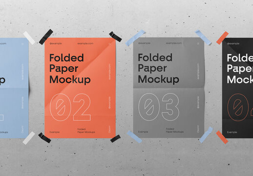 Four Folded Paper Mockups