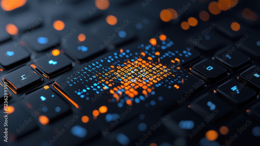 Wall mural futuristic tech driven enterprise abstract with glowing dynamic illumination and vibrant digital pat