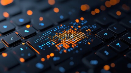 Futuristic tech driven enterprise abstract with glowing dynamic illumination and vibrant digital patterns  Representing the modern intelligent and interconnected future of business and industry