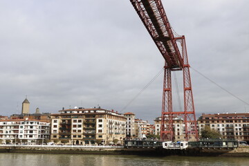 Hanging Bridge of Biscay over the estuary of Bilbao, Spain