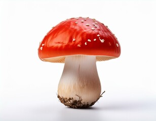 Obraz premium a quality stock photograph of a single red mushroom isolated on a white background