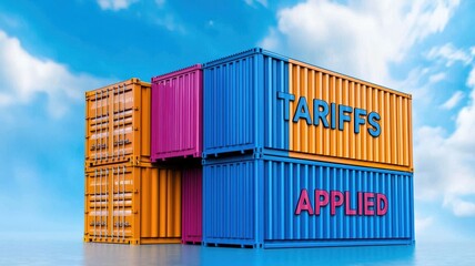 Fototapeta premium Colorful shipping containers stacked with 