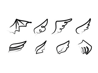 angel wings hand drawn symbol design vector illustration on transparent background
