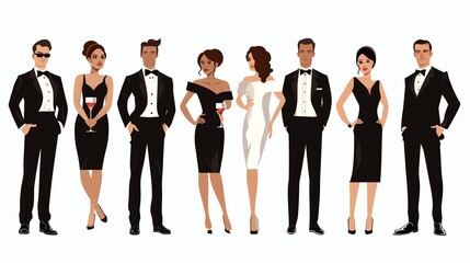 Obraz premium A group of people in formal wear.