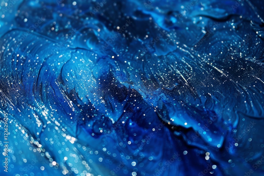 Poster abstract blue background with glittering particles creating a mesmerizing visual effect