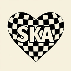 Ska Heart Checkerboard Pattern in Black and White -Lovers of Ska Music