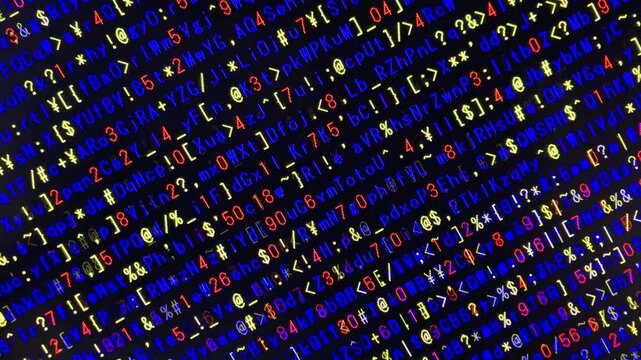 コンピュータ空間のランダムな文字列・さまざまな文字を含むデータベース・エンコードされたプログラム内のデータセット・数学的計算・大規模言語モデル・機械翻訳・英数字記号・横長・ビデオ