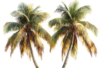Coconut palm tree isolated on white background.
