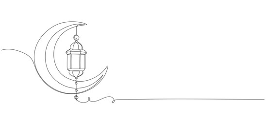 Ramadan kareem one line continous vector illustration