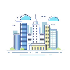 Naklejka premium city skyline icon, city skyline vector illustration-simple illustration of city skyline, perfect for city skyline logos and icons