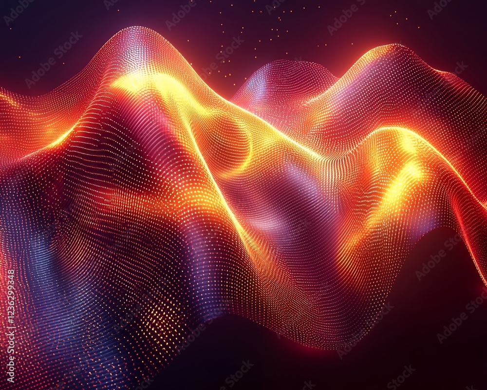Poster abstract glowing wave of particles.