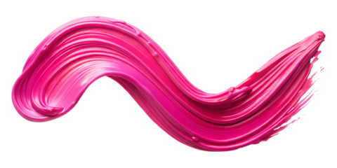 Vibrant pink paint stroke with dynamic curves isolated on transparent backgrounds