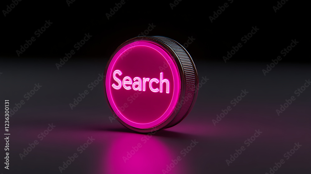 Poster search action button digital workspace graphic design modern environment close-up view user interact