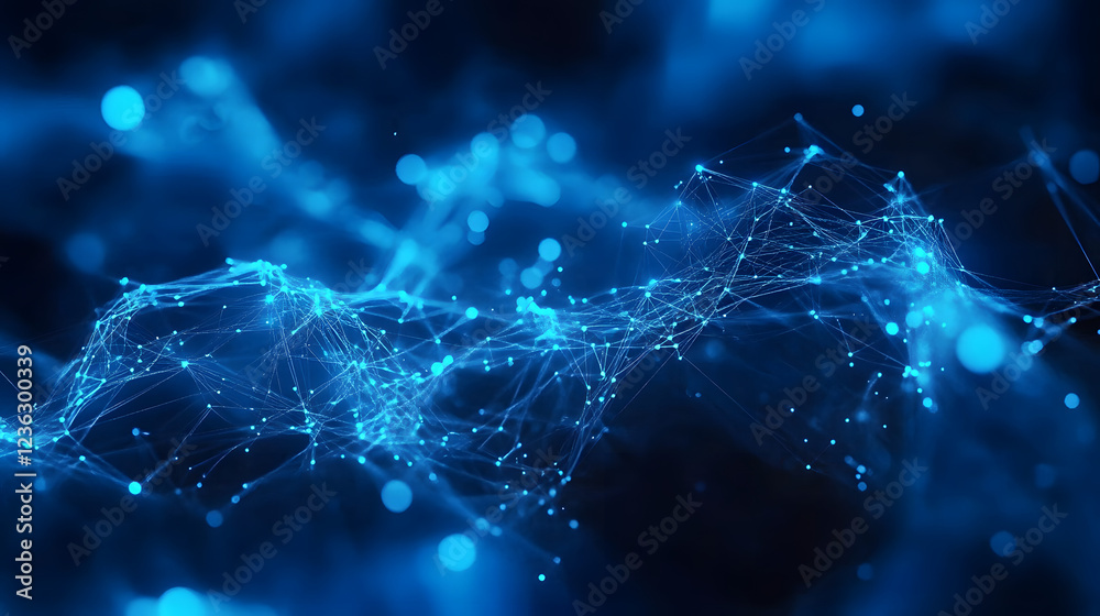 Wall mural abstract blue network connectivity background for tech and digital design.