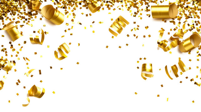 gold confetti splash on boundary frame of rough white paper isolate on white, gold shade, flat lay composition, --chaos 50 --ar 16:9 --v 6.1 Job ID: e8be6cbb-15d7-4368-b35b-5b6bf89ab900