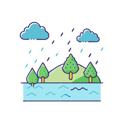 rainy landscape icon, rainy landscape vector illustration-simple illustration of rainy landscape, perfect for rainy landscape logos and icons