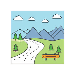 Naklejka premium road through landscape icon, road through landscape vector illustration-simple illustration of road through landscape, perfect for road through landscape logos and icons