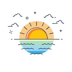 sunset icon, sunset vector illustration-simple illustration of sunset, perfect for sunset logos and icons
