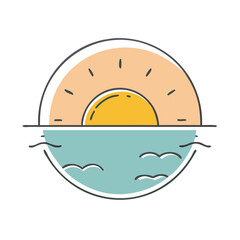 sunset icon, sunset vector illustration-simple illustration of sunset, perfect for sunset logos and icons
