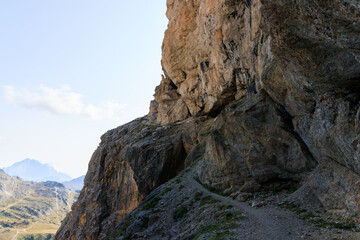 mountain landscape with blue sky lagazuoi dolomites world war one ruins