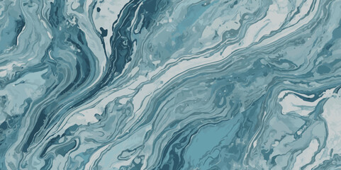 Obraz premium Beautiful soft blue sea water, ocean wave background. Soft blue and white hand printed creative marble texture ocean background.
