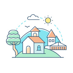 Fototapeta premium village icon icon, village icon vector illustration-simple illustration of village icon, perfect for village icon logos and icons