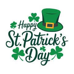St. Patrick's Day Graphic with Hat and Shamrocks