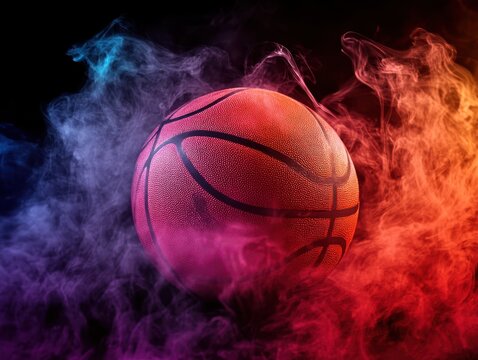 Dramatic Basketball in Smoky Atmosphere