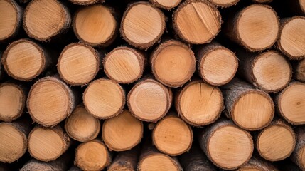 Fototapeta premium A pile of wood logs with a brownish color