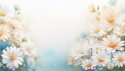 Fototapeta premium border frame white daisy flowers on white background with copy space