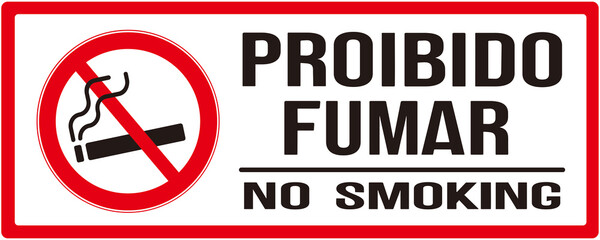 sign with message in Portuguese and English saying no smoking © hunterpic2013
