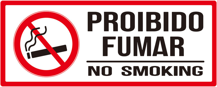 sign with message in Portuguese and English saying no smoking