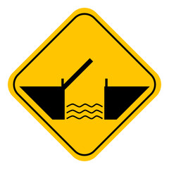 Movable bridge warning sign. Vector illustration.
