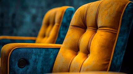 Obraz premium Luxurious mustard yellow and teal theater seats