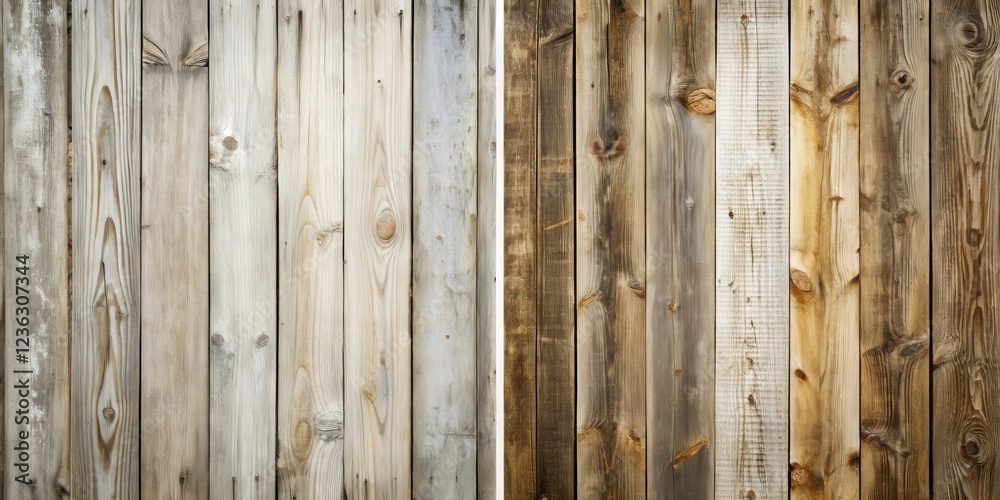Aufkleber a close-up of a rustic wooden plank wall with a variety of grain patterns, knots, and natural variat
