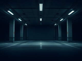 Fototapeta premium dark liminal space garage interior
