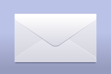 Closed blank realistic white envelope on gray background. Business letter vector template illustration