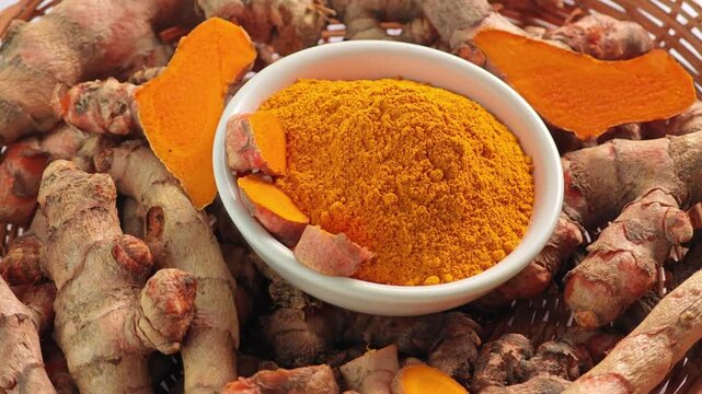 Turmeric powder and turmeric rhizome