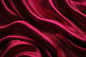 Fototapeta premium Luxurious crimson silk fabric with flowing texture and soft highlights creates an elegant atmosphere for luxurious settings